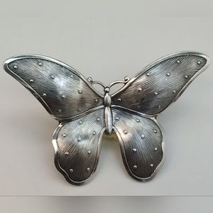 SOLD SOLD SOLD Vintage 2.75" Wide Beau Sterling Silver Butterfly Brooch
